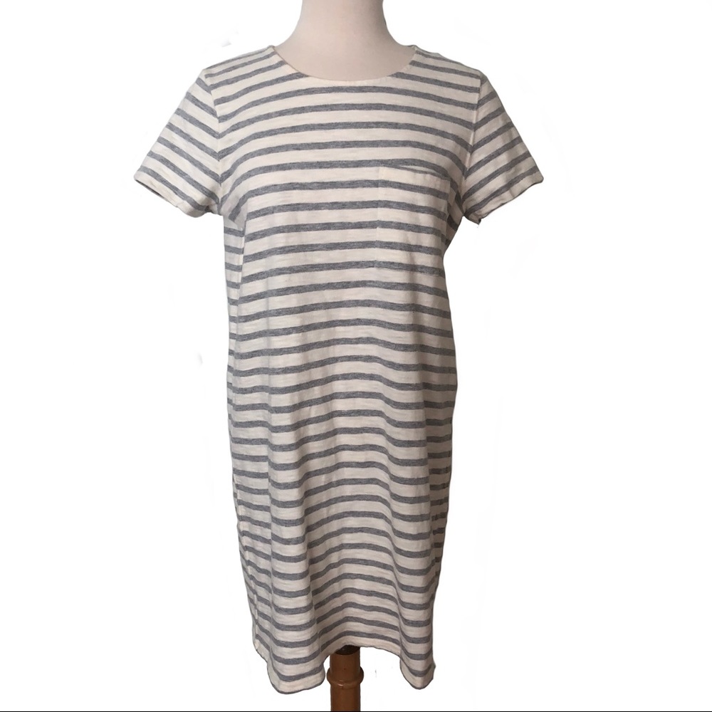 MADEWELL Short Sleeve Striped Buttonback Tee Dress